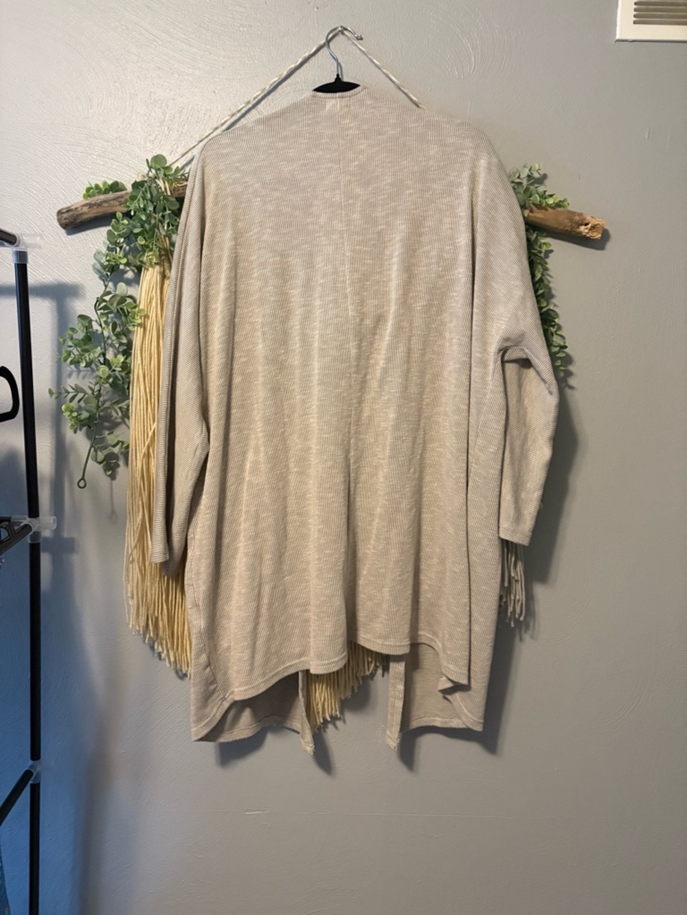 DONNI. Light Gray Ribbed Open-Front Cardigan - Picture 2 of 5